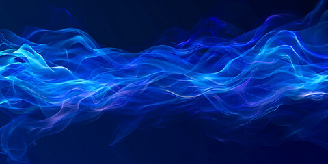Wall Mural - illustration of abstract blue smoke on black background