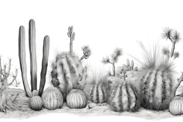 Wall Mural - Cactuses drawing sketch plant.