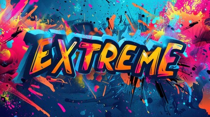 Colorful Graffiti EXTREME Text with Paint Splashes: Bold Expression of Creativity