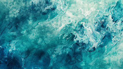 A fluid abstract watercolor background in shades of teal blue and green, featuring a dynamic liquid texture perfect for artistic banners and design projects.