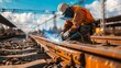 © Watie2781 - Railway Worker Welding Tracks on Sunny Day