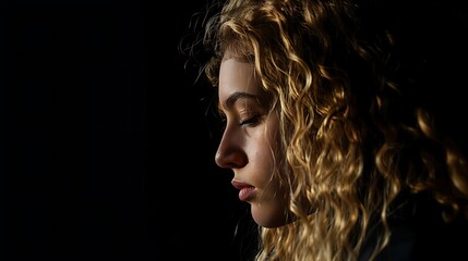 Wall Mural - portrait of a beautiful woman with hair