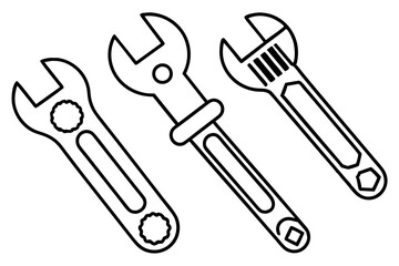 Canvas Print - Wrenches Vector outline isolated on white background