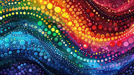 Wall Mural - I'd imagine an abstract colorful background with circles, featuring a vibrant pattern of bright, glowing circles in various colors, perfect for a disco or party theme