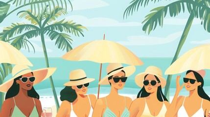 Sticker - Flat summer beach illustration