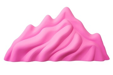 Canvas Print - Cute plasticine mountain dessert pink white background.