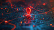 © Елена Чекман - glowing red gps marker on the digital map