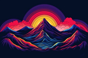 Wall Mural - Mountain in the style of graphic novel art pattern nature.