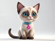 © Arceli - smiling siamese cat cute d art illustration in plain white background