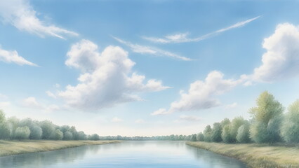 Wall Mural - river and sky in summer