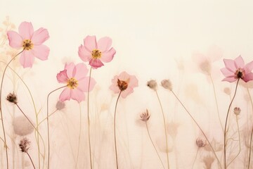 Wall Mural - Real pressed pink flowers nature petal plant.