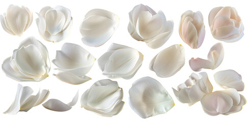 Wall Mural - Collection of soft white flower petals isolated on a white background