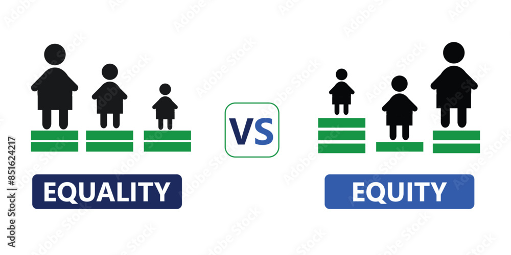 Equality VS Equity icon set. Human Rights, Equal Opportunities and ...