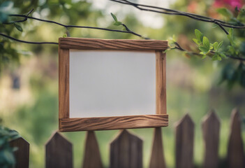 A Simple Wooden Frame Hanging on the Garden Fence