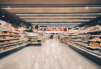 Wall Mural - Abstract Blur Supermarket and Retail Store in Shopping Mall Interior for Background