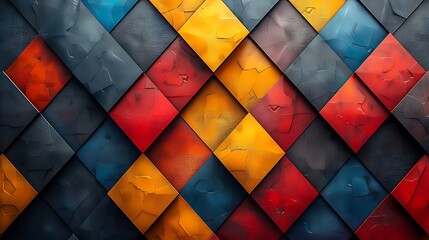 Wall Mural - An abstract background with parallelograms featuring an inside-out color scheme, vivid colors, hd quality, digital art, high contrast, geometric design, modern aesthetic, artistic abstraction