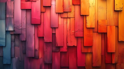 Wall Mural - An abstract background with parallelograms stacked to create a cascading effect, vivid colors, hd quality, digital art, high contrast, geometric design, modern aesthetic, artistic abstraction
