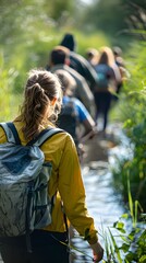 Environmental Science Class on a Field Trip to Explore a Wetlands Ecosystem for Hands on Learning and Discovery