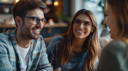 Poster - Young Couple Consulting with Financial Advisor on Investment Strategy and Long Term Planning