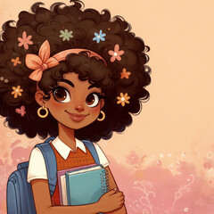 Poster - Cartoon student with backpack . Ai