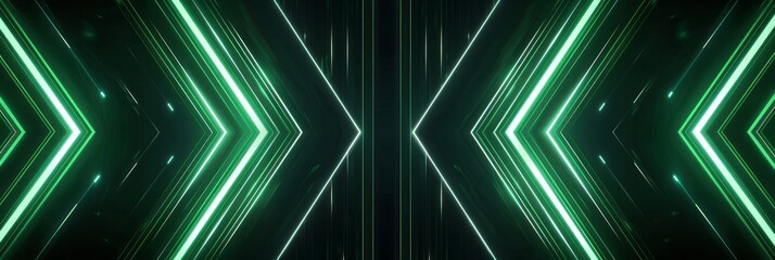 Wall Mural - black background with green glowing lines