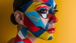© JADE - Futuristic Surreal Makeup Concept with Abstract Geometric Shapes on a Model for Otherworldly Effect