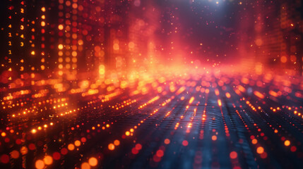 Wall Mural - abstract tech background. floating numbers hud background. matrix particles grid virtual reality. sm