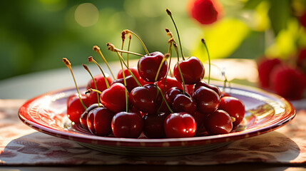 Wall Mural - cherry fresh fruit vegetable food photography background poster 