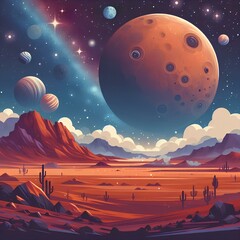 Wall Mural - Mars planet landscape astronomy outdoors.