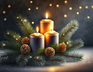 Wall Mural - christmas decoration with candle