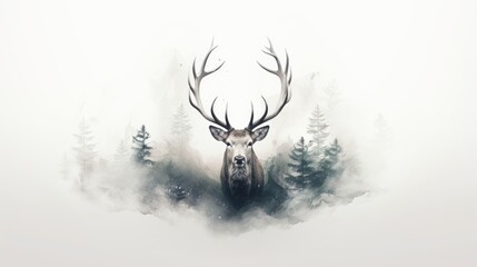 Wall Mural - deer in the snow