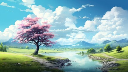 Wall Mural - beautiful inspirational landscape with blue sky