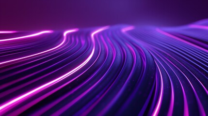 Wall Mural - Purple digital abstract curves 3d background