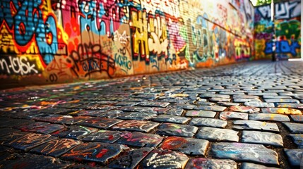 Wall Mural - Colorful graffiti on urban wall as street art concept illustration