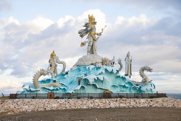 Statue of Varuna in Pantai Jerman Beach in Kuta, Bali Island, Indonesia	
