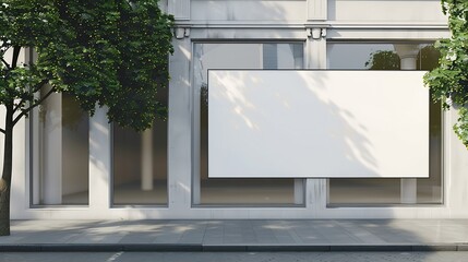 Poster - Blank white shop sign mockup large billboard banner on a storefront mock up template : Generative AI