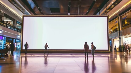 Wall Mural - mockup of large led screen a front of shop in shopping mall : Generative AI