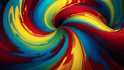 A vibrant and dynamic swirl of colors, with shades of blue, red, yellow, and green blending seamlessly. The swirl should have a sense of motion, creating a mesmerizing and energetic effect, suitable f