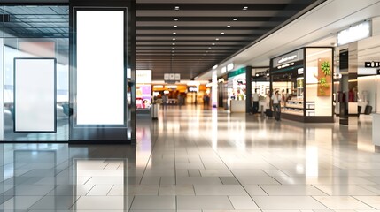 Poster - Sign and Billboard Mockup at duty free shop in departure terminal to promote your business or organization in a unique and eyecatching way : Generative AI