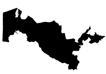 Wall Mural - uzbekistan map silhouette with transparent background