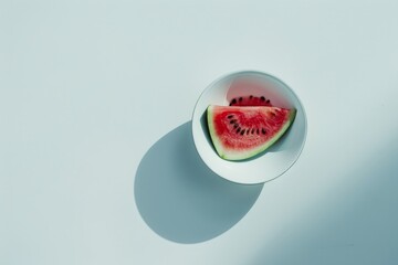 Wall Mural - Sliced Watermelon in Ceramic Bowl Against Marble Background
