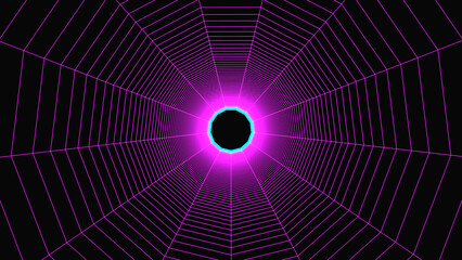 Wall Mural - kaleidoscope with snow flake on black background. miracle shuriken kaleidoscopic rotating target