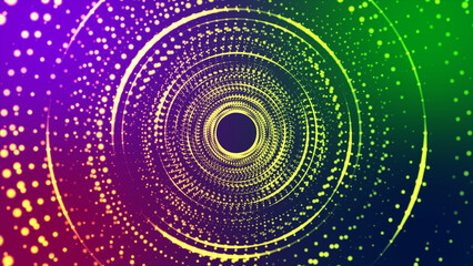Wall Mural - abstract dynamic wireframe tunnel on purple background. empty frame, cosmic landscape, glowing tunne
