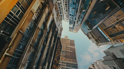 Aufkleber - Outdoor billboard advertisement mockup background of buildings in big cities : Generative AI
