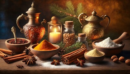 Wall Mural - spices and herbs