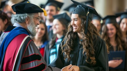 University Graduate Joyously Receiving Her Diploma