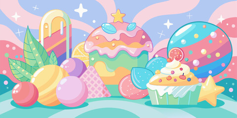 Sticker - Sweet pastel color beautiful background with copy space graphic illustration. 