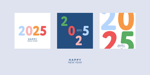  Cover design of 2025 happy new year. Strong typography. Colorful and easy to remember. Happy new year 2025 design poster.