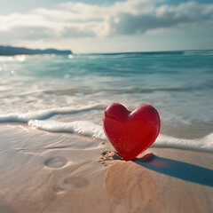 Canvas Print - heart on the sand