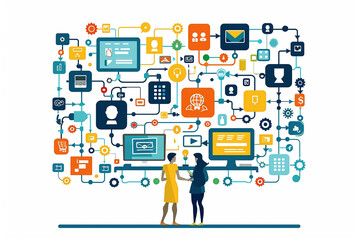 it business with internet-based software development, vector illustration on white